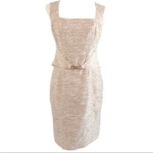 Aysha NY Taupe Textured Belted Sleeveless Dress